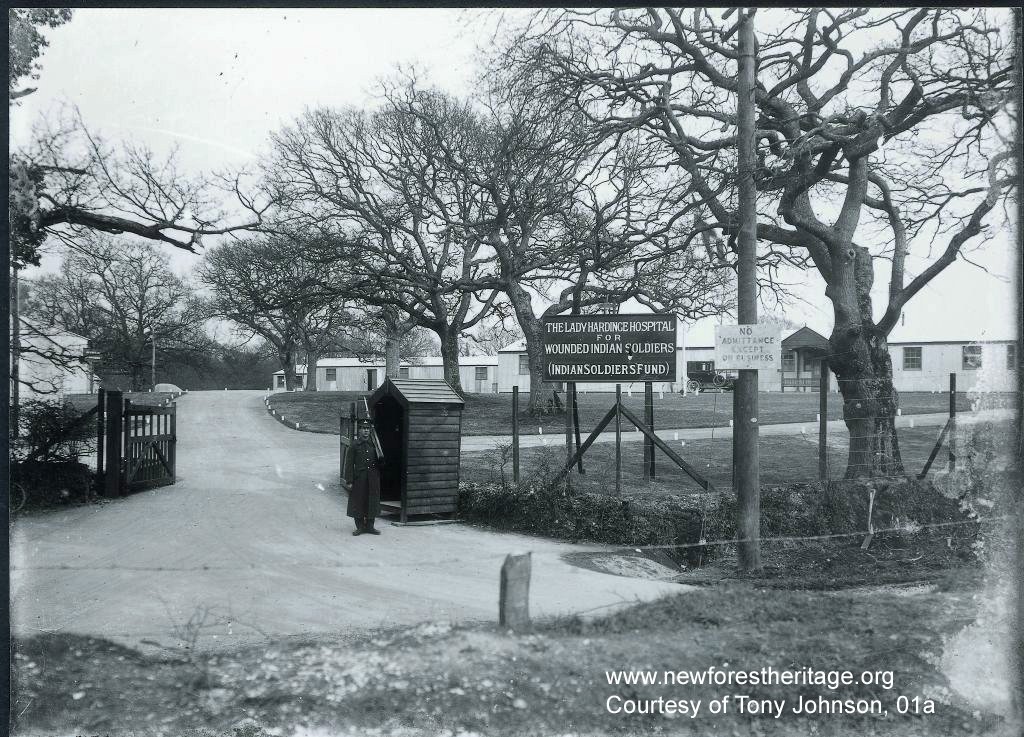 Main entrance to The Lady Hardinge Hospital for Wounded Indian Soldiers (Indian Soldiers Fund), Brockenhurst. 1914