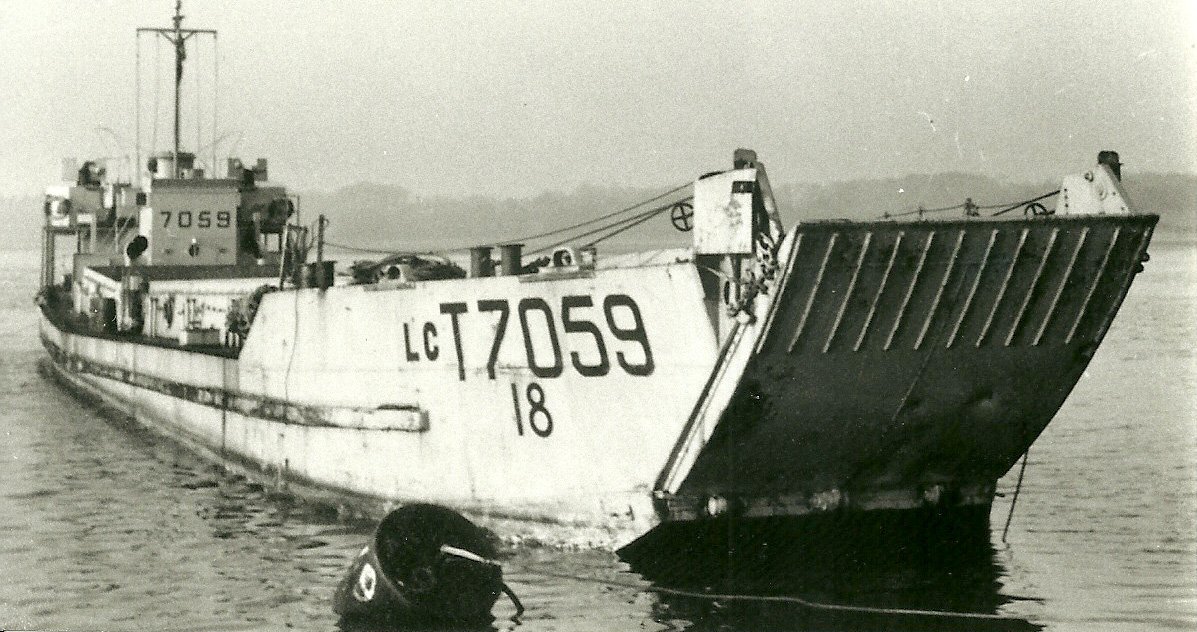 A black and white photo of an LCT of the type John Bence was on