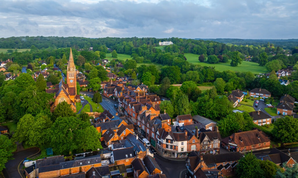 Aerial view of a New Forest town