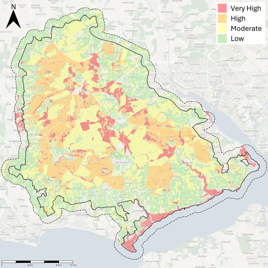 a map showing risks to New Forest habitats