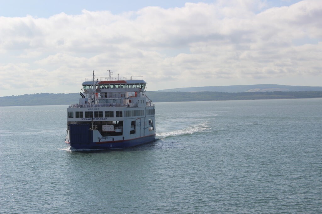 A ferry sailing on a sunny day