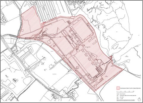 map of land highlighted with hashed area