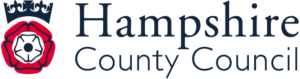 Hampshire County Council logo with crown and red rose emblem