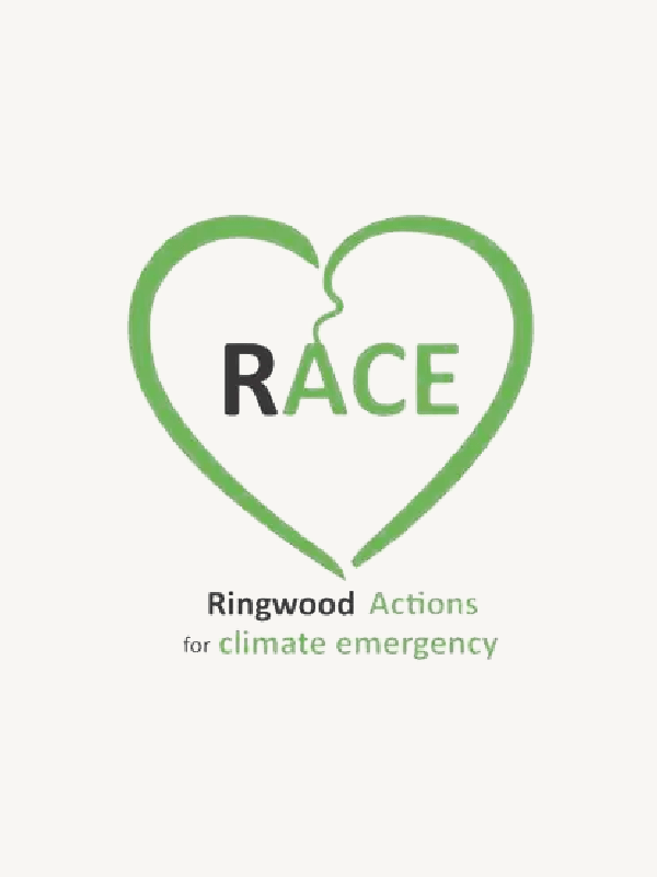 RACE logo with green heart outline and text: Ringwood Actions for climate emergency