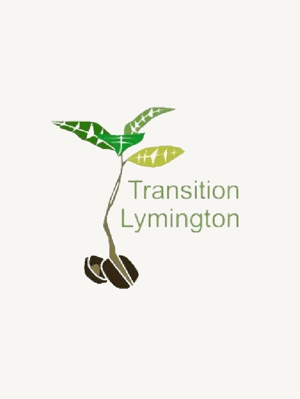 Transition Lymington logo with a green seedling sprouting from two brown seeds