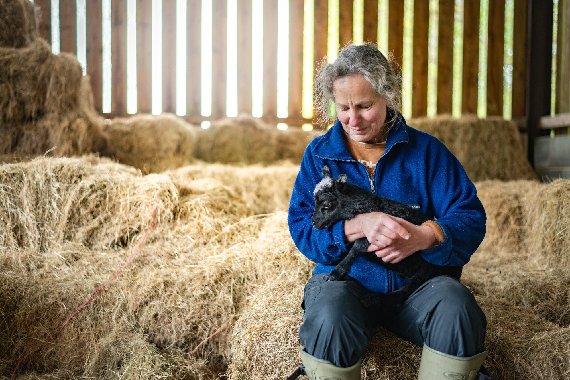 Sue Cole holding lamb