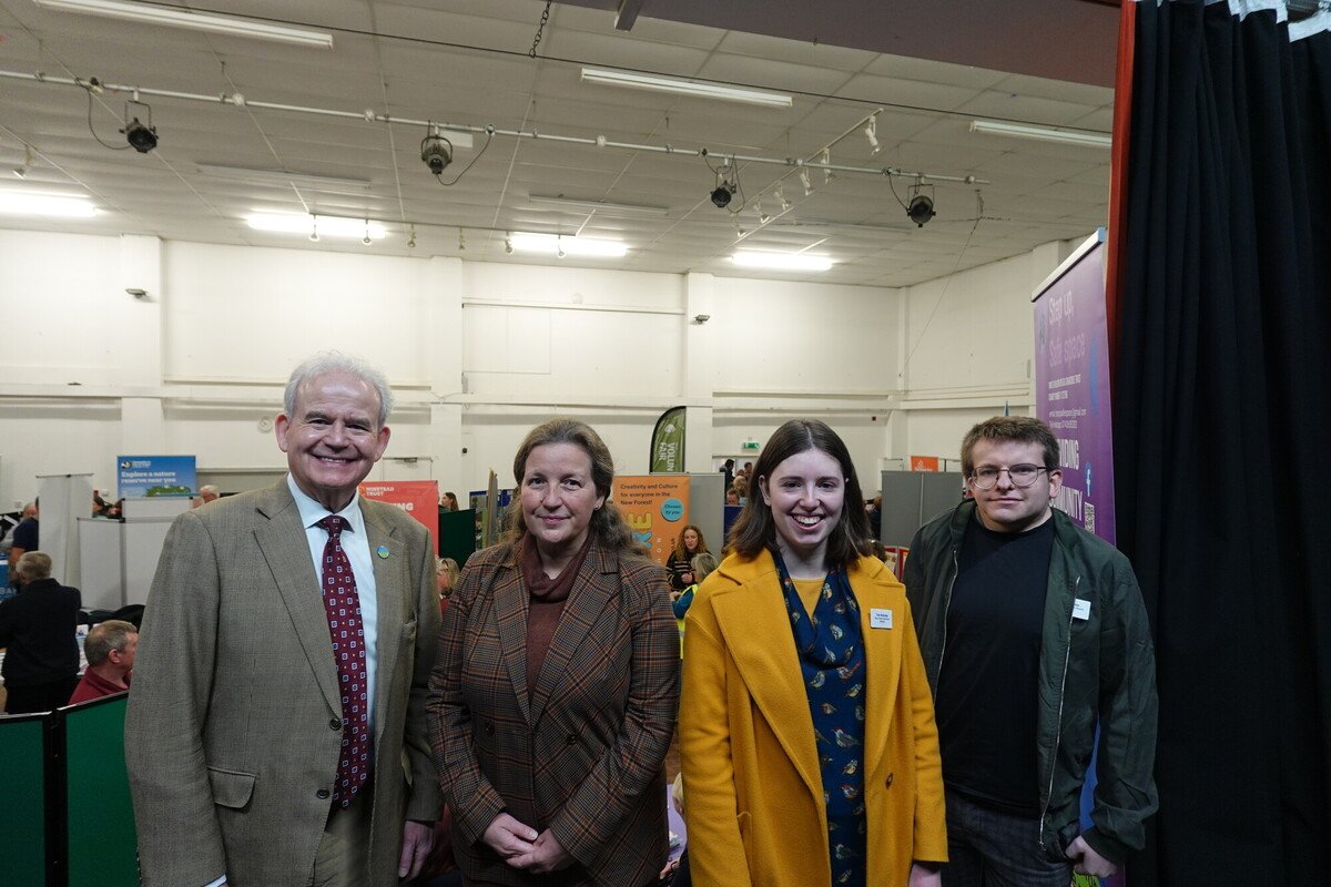 Left to right New Forest East MP Sir Julian Lewis, NPA CEO Alison Barnes, New Forest Youth Board members Fran Nicholas and Toby Pearse